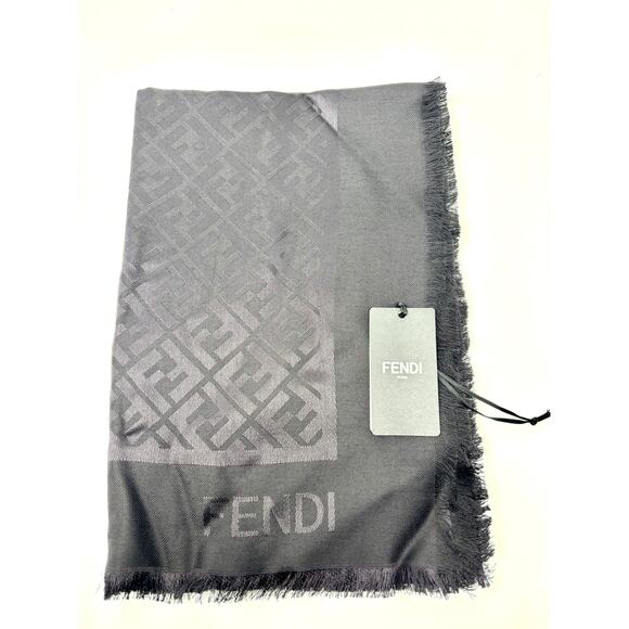 Fendi Accessories - FENDI FF Zucca Monogram Shawl Wrap Scarf Silk/Wool NWT